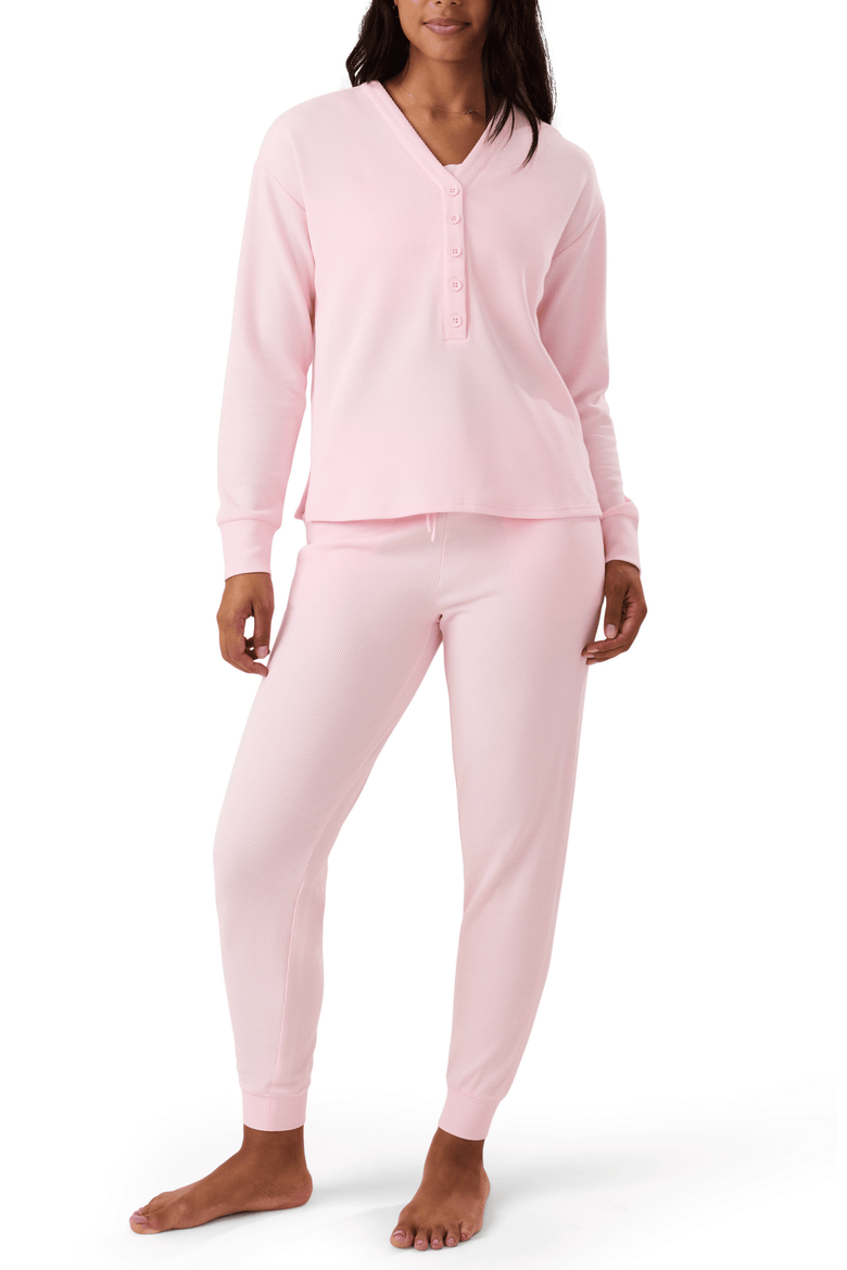 Waffle Maternity & Nursing Lounge Set, Main, color, Pale Pink