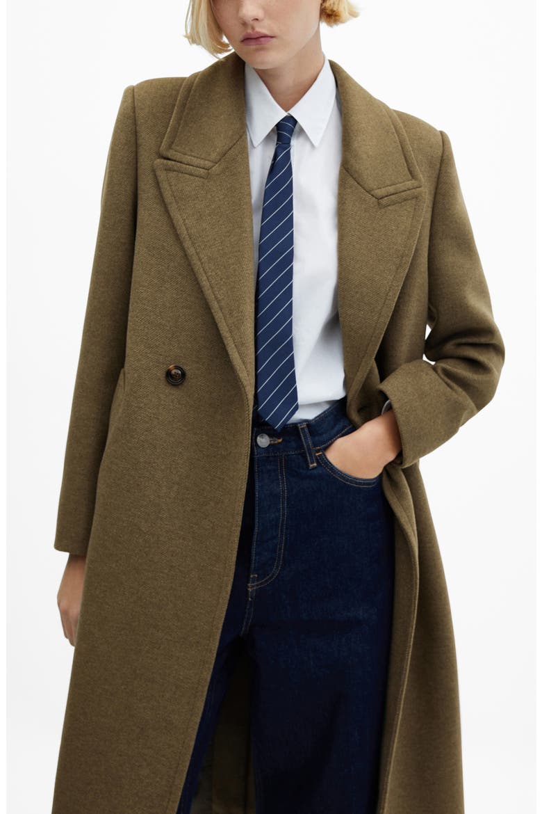 Peaked Lapel Coat, Main, color, KHAKI GREEN