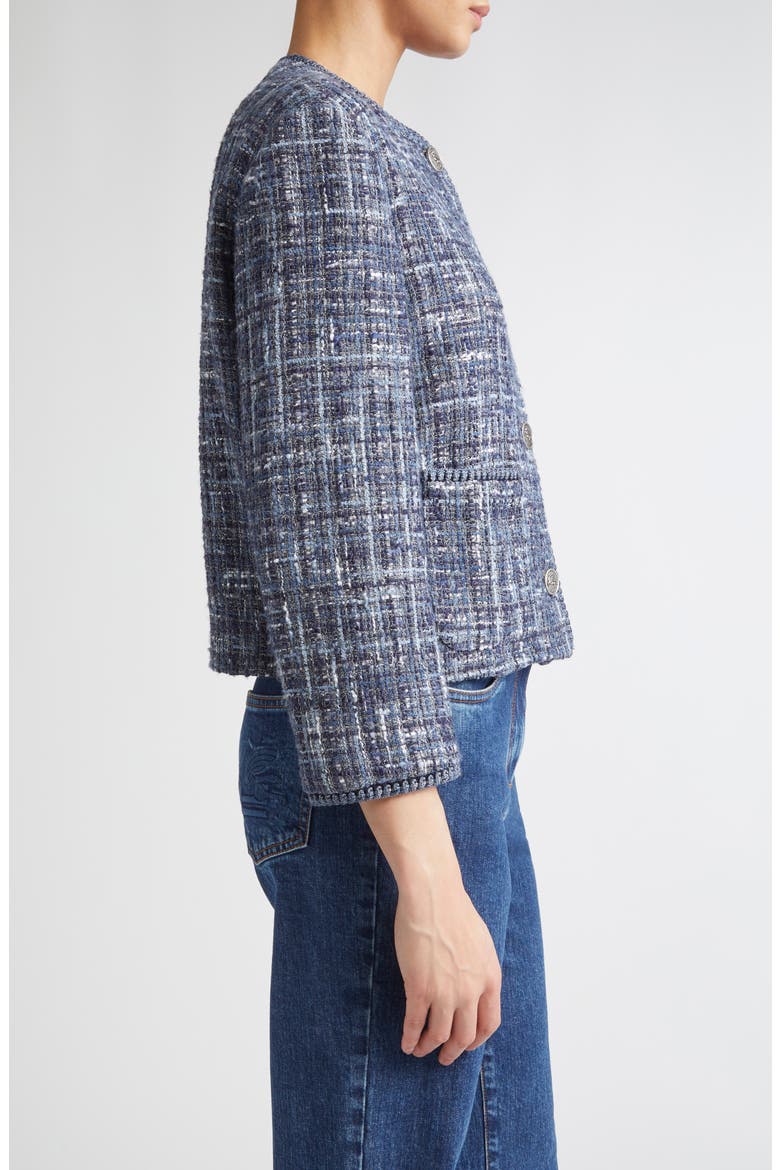 Abstract Check Crop Bouclé Jacket, Alternate, color, MULTICOLOR BLUE BASE