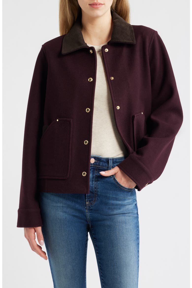 Corduroy Trim Jacket, Main, color, BURGUNDY