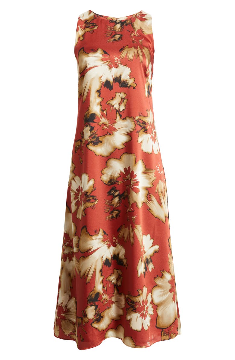 Anne Klein Floral Sleeveless Swing Dress, Alternate, color, Spiced Berry Multi