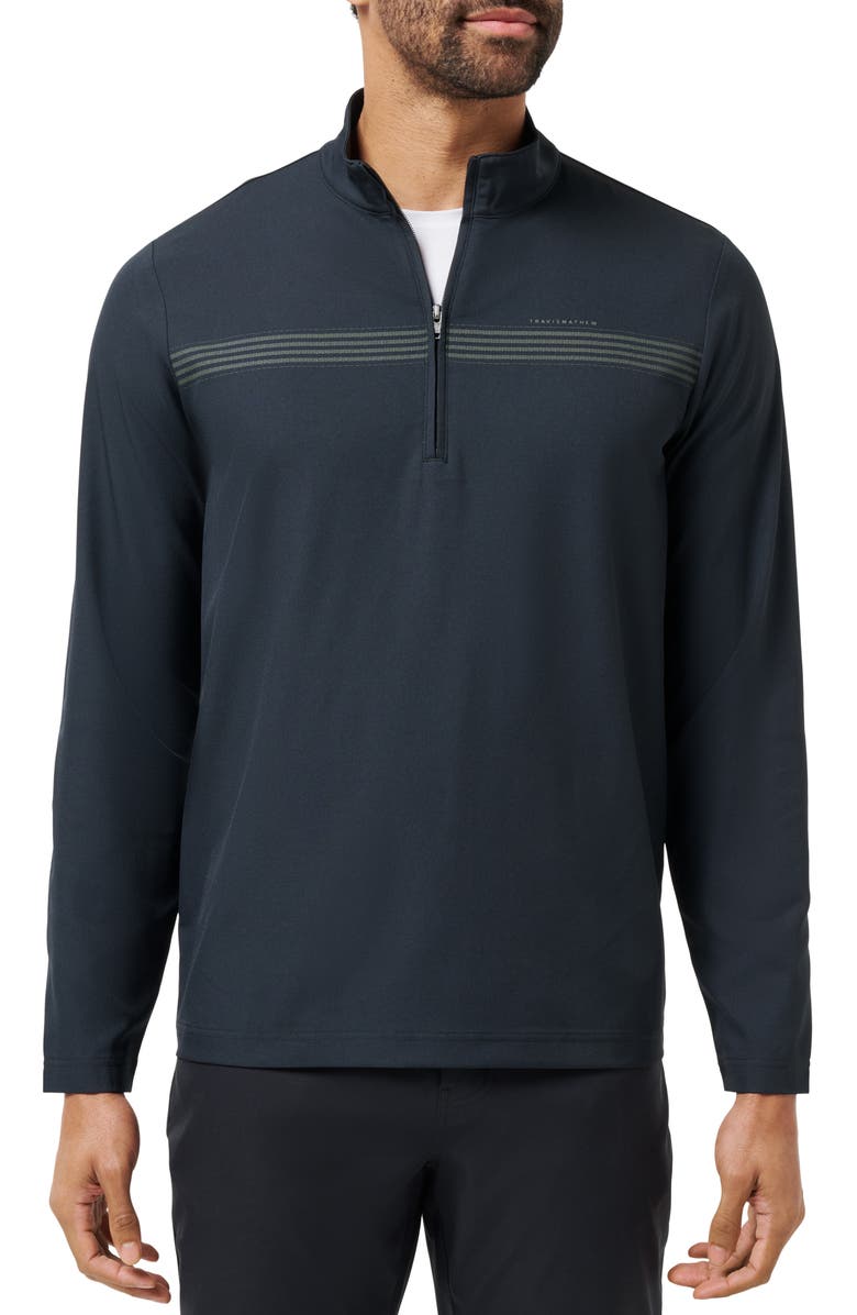 TravisMathew Quick Jaunt Quarter Zip Pullover, Main, color, Black