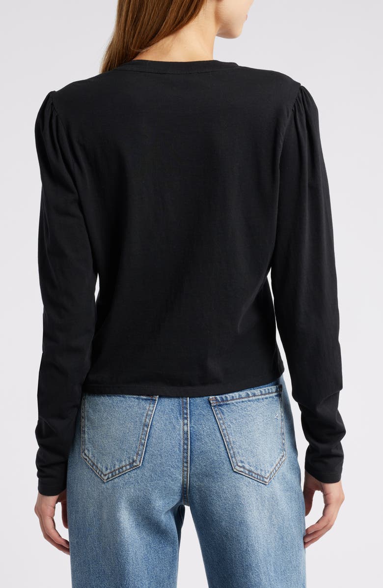 PAIGE Caliban Cotton Jersey Button-Up Top, Alternate, color, Black