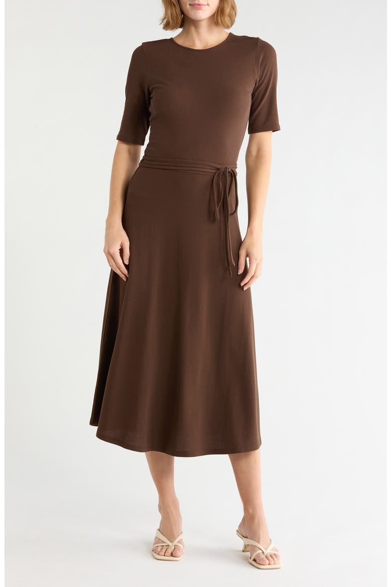 Tie Waist Jersey Dress, Main, color, CLOVE