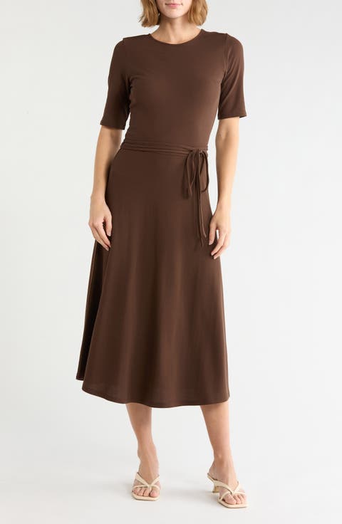 Tie Waist Jersey Dress