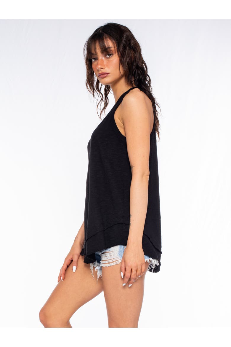 Shrunken Mock Hem Shirttail Tank, Alternate, color, White