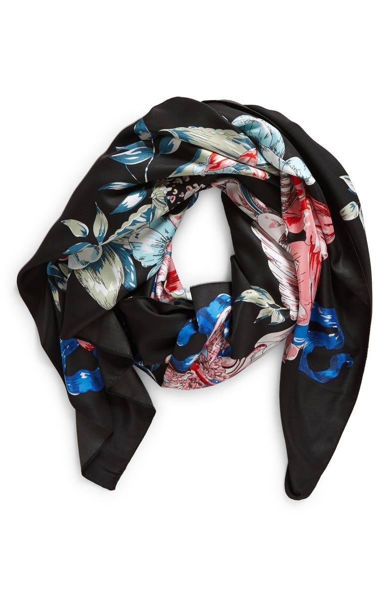 Tasha Floral Square Scarf, Alternate, color, 