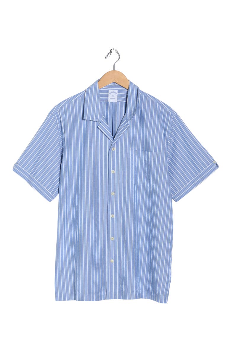 Sport Fit Stripe Cotton Camp Shirt, Alternate, color, BLUE STRIPE