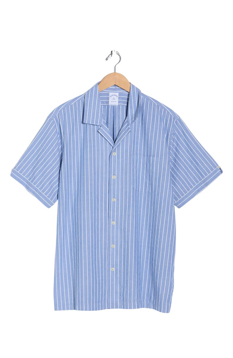 Brooks Brothers Sport Fit Stripe Cotton Camp Shirt, Main, color, Blue Stripe
