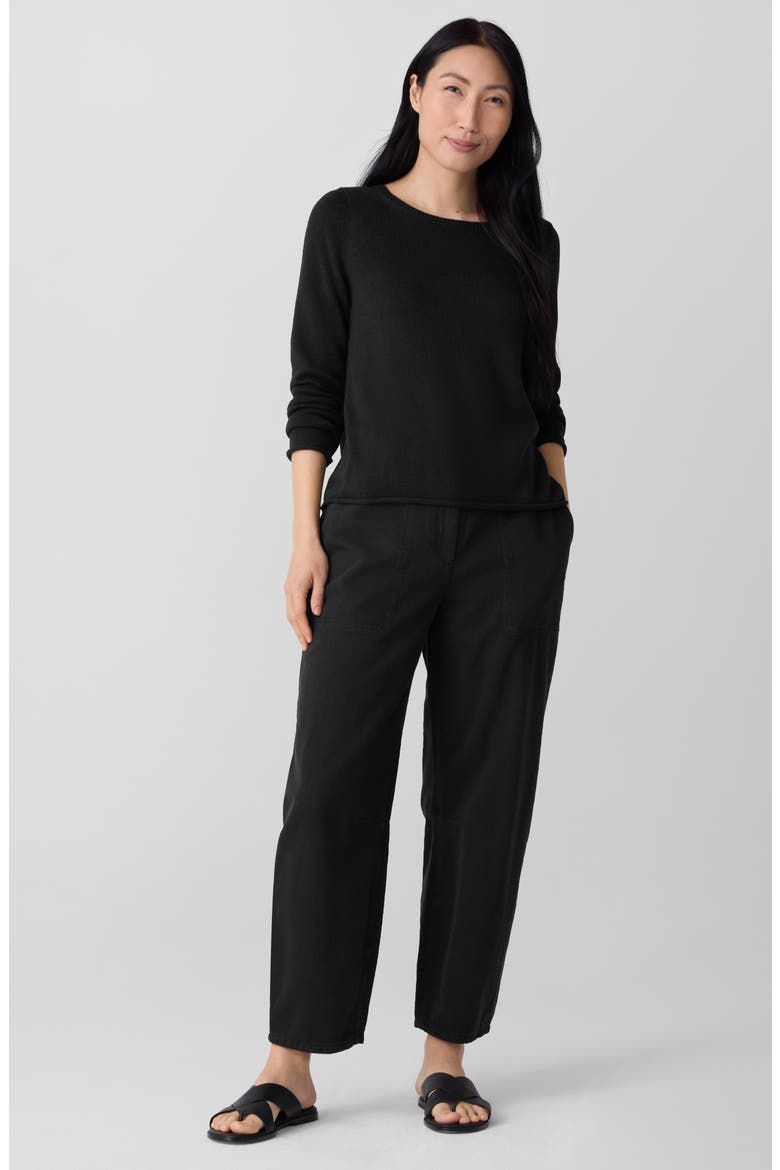 Bateau Neck Cotton Blend Sweater, Alternate, color, BLACK