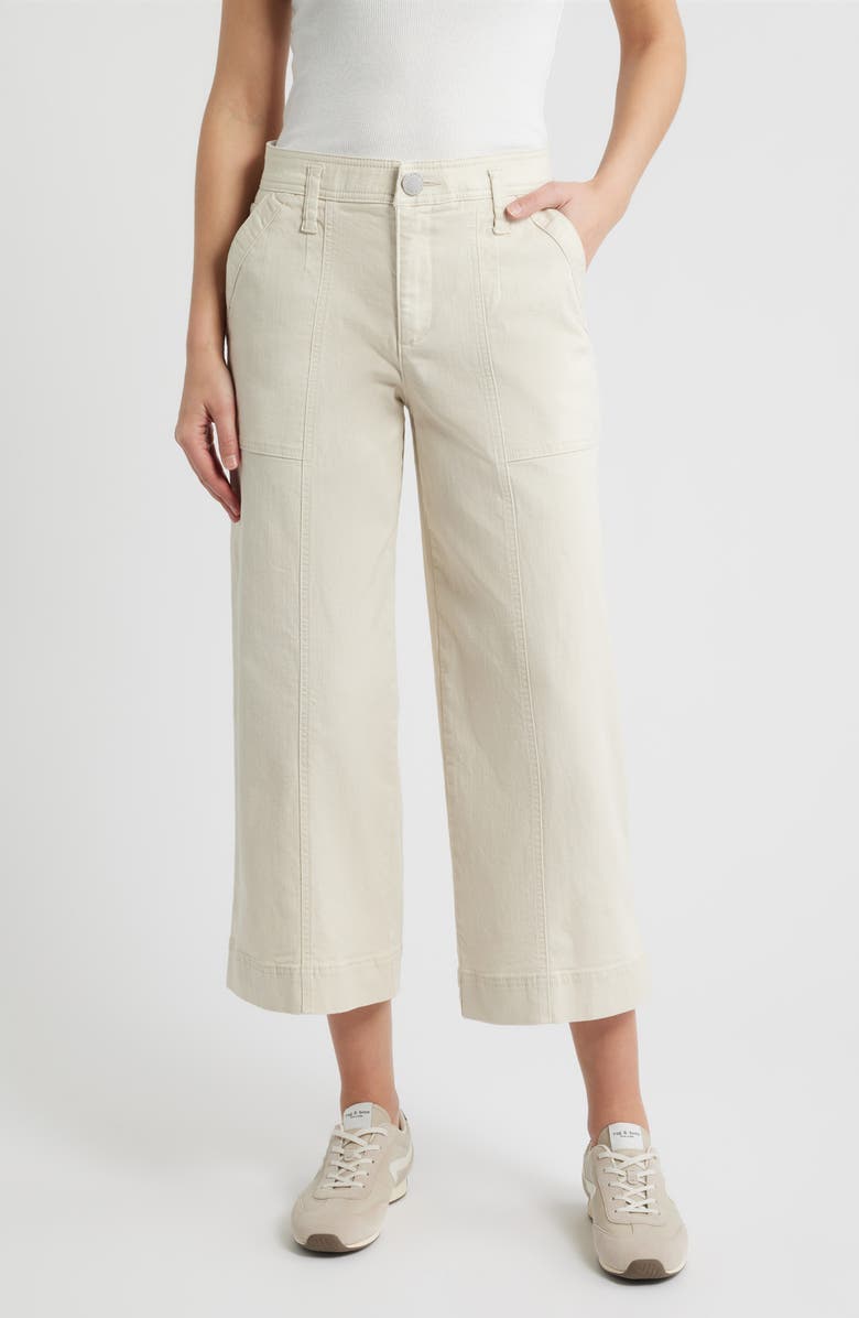 Wit & Wisdom Skyrise Crop Wide Leg Utility Pants, Main, color, Blanched Almond
