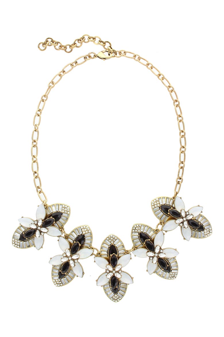 Eila Deco Bib Necklace, Alternate, color, BURNISHED GOLD / BLACK