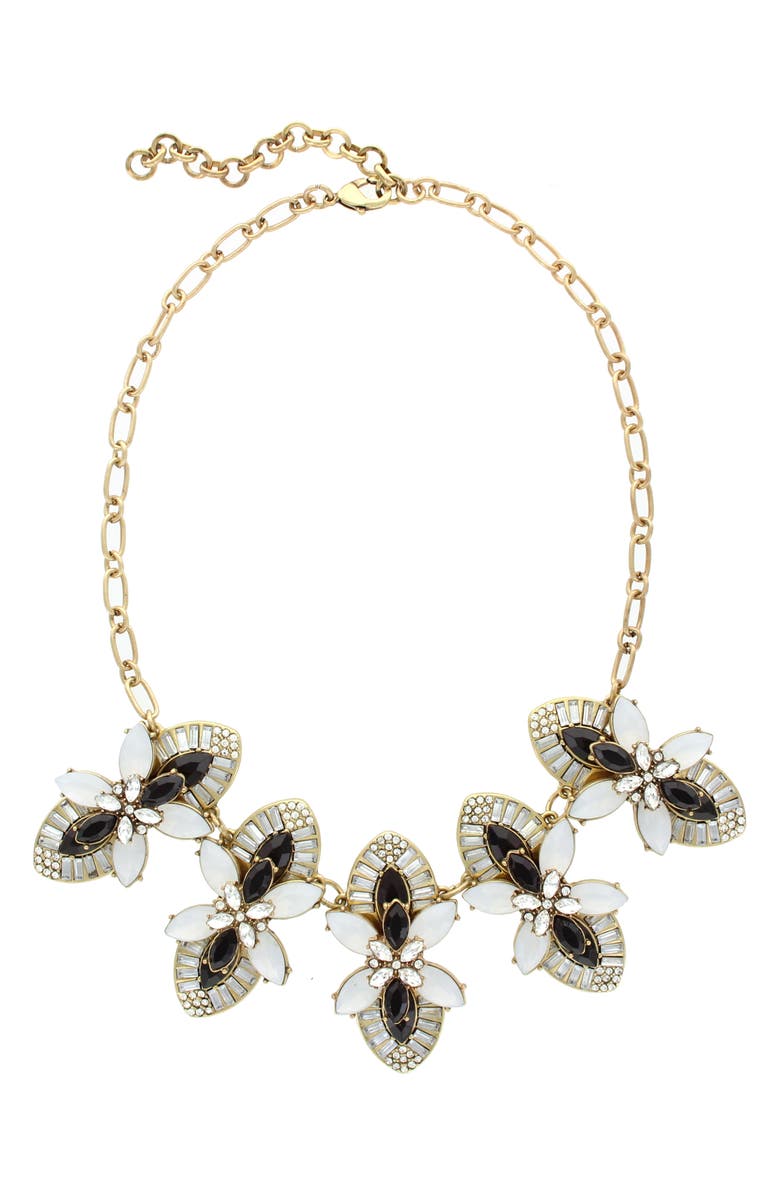 OLIVIA WELLES Eila Deco Bib Necklace, Alternate, color, Burnished Gold / Black