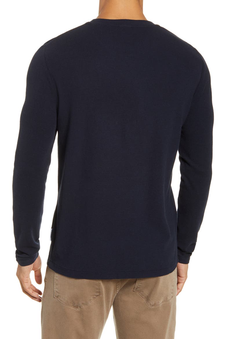 Clive Long Sleeve Waffle Knit Tee, Alternate, color, NAVY BLUE