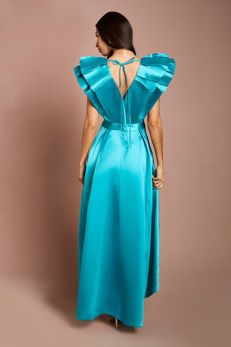 V-Neck High Low Midi Dress, Alternate, color, Teal