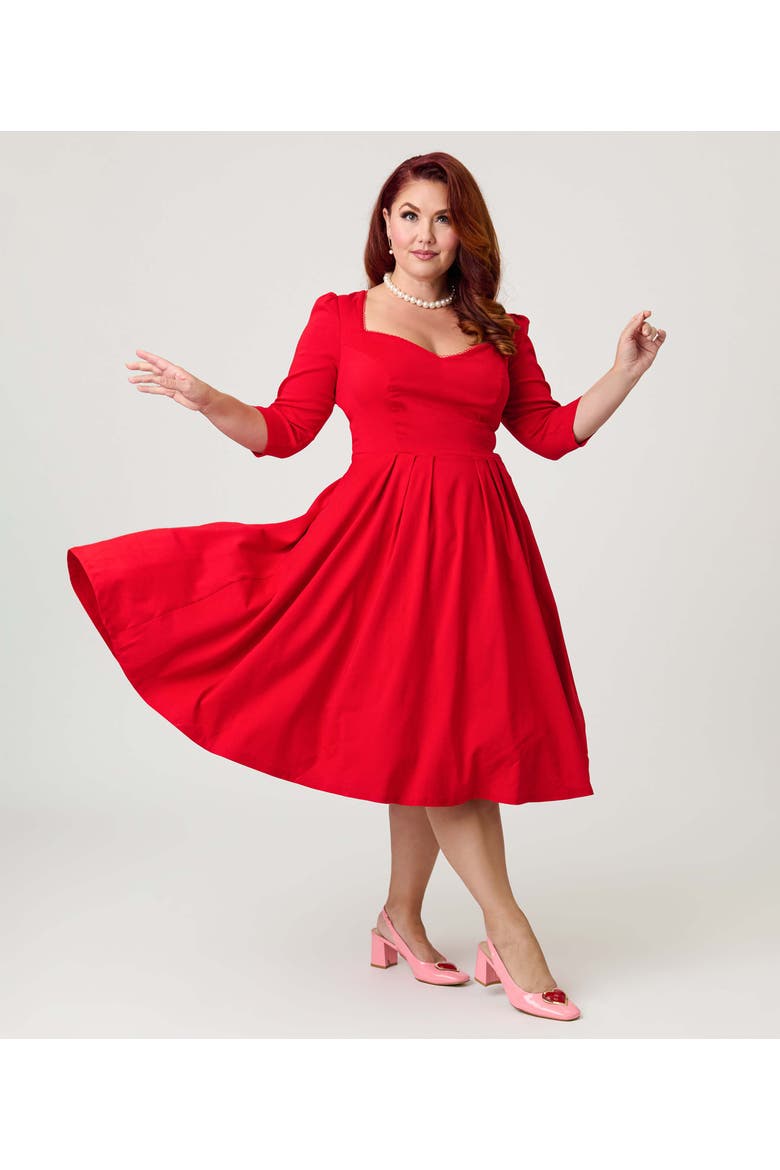Plus Size Sweetheart Swing Dress, Main, color, Red Solid