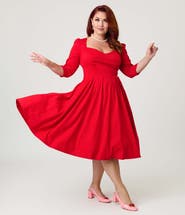 Unique Vintage Plus Size Sweetheart Swing Dress