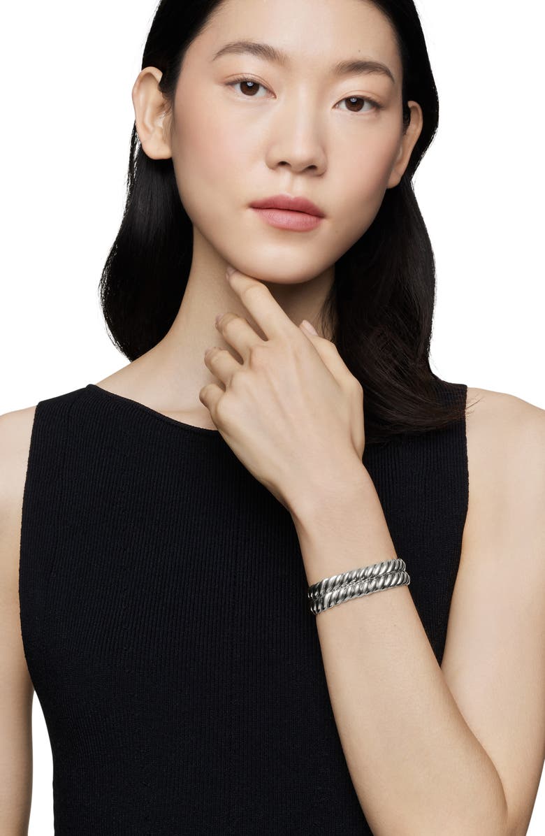 David Yurman Sculpted Cable Double Wrap Bracelet in Sterling Silver, 8.5mm, Alternate, color, 
