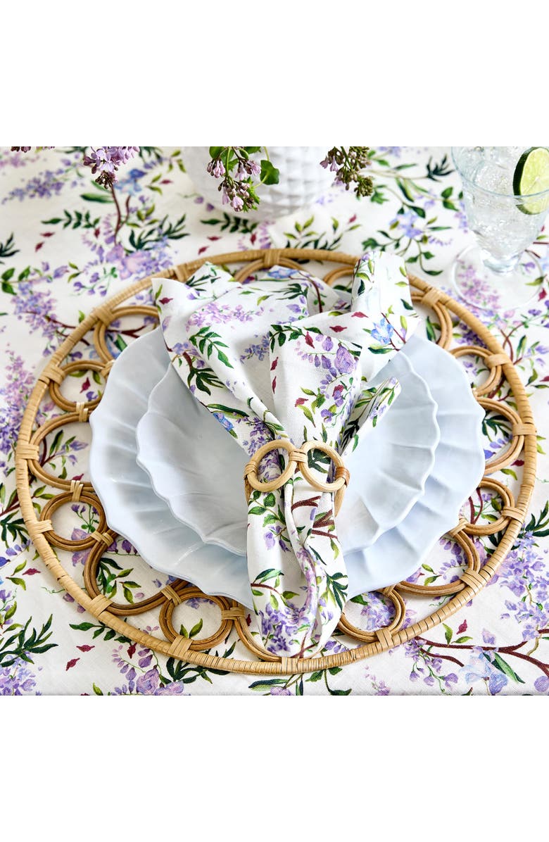 Solino Home Linen Dinner Napkins - Lilacs, 20" x 20" Inch, Alternate, color, Lilacs/White