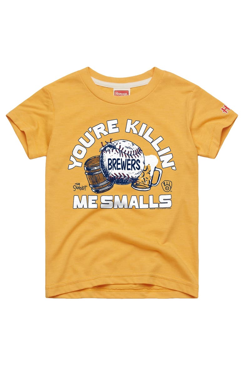 Youth Homage Gold Milwaukee Brewers x The Sandlot Tri-Blend T-Shirt, Main, color, Gold