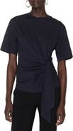 MANGO Side Tie Stretch Cotton T-Shirt