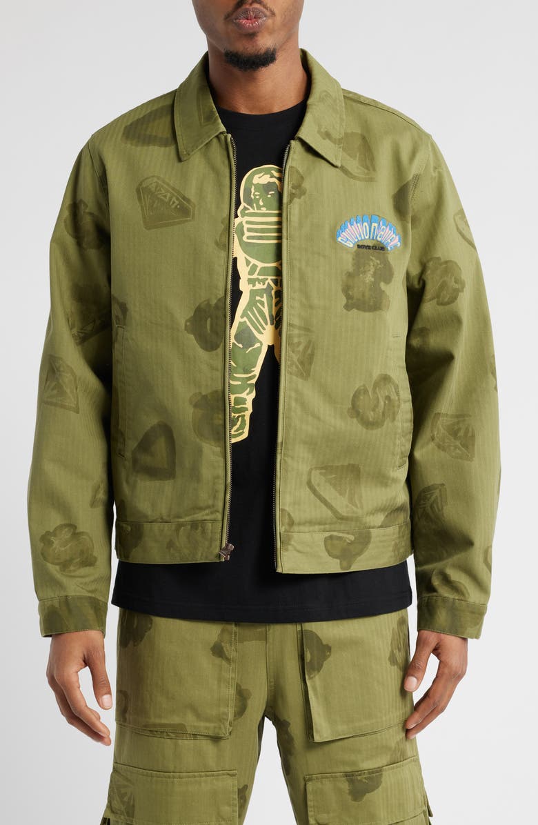 Billionaire Boys Club BB Workman Cotton Herringbone Zip Jacket, Main, color, Loden Green