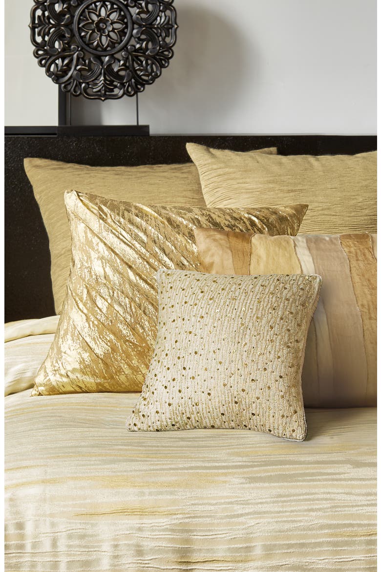 Gilded Drape Accent Pillow, Alternate, color, GOLD