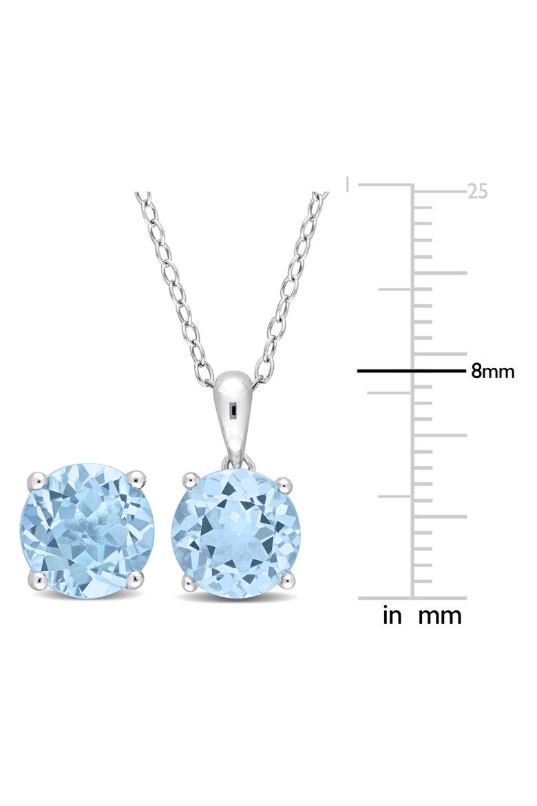 Sky Blue Topaz Stud Earrings & Necklace Set, Alternate, color, BLUE