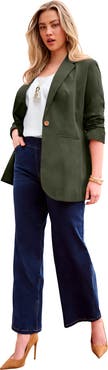 Roaman's Plus Size Relaxed Boyfriend Blazer