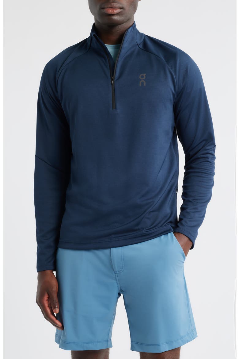 Climate Knit Quarter Zip Running Top, Main, color, NAVY