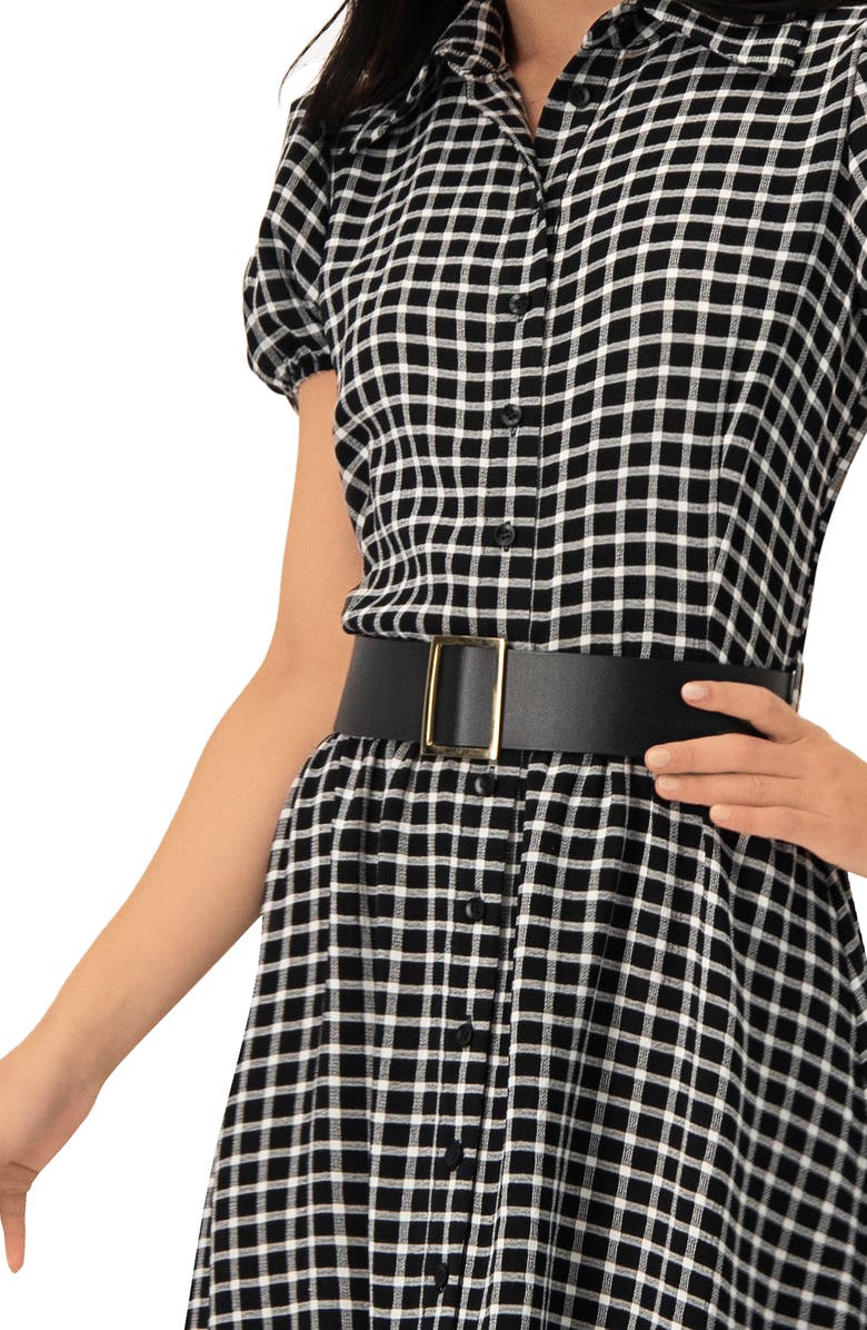 IVONNE Check Maxi Dress with Puff Sleeves, Alternate, color, Black