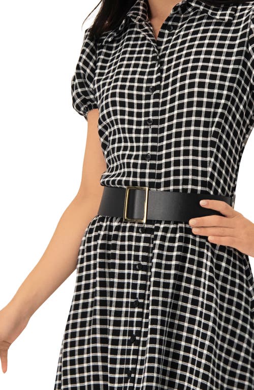 Ivonne Check Maxi Dress With Puff Sleeves In Black