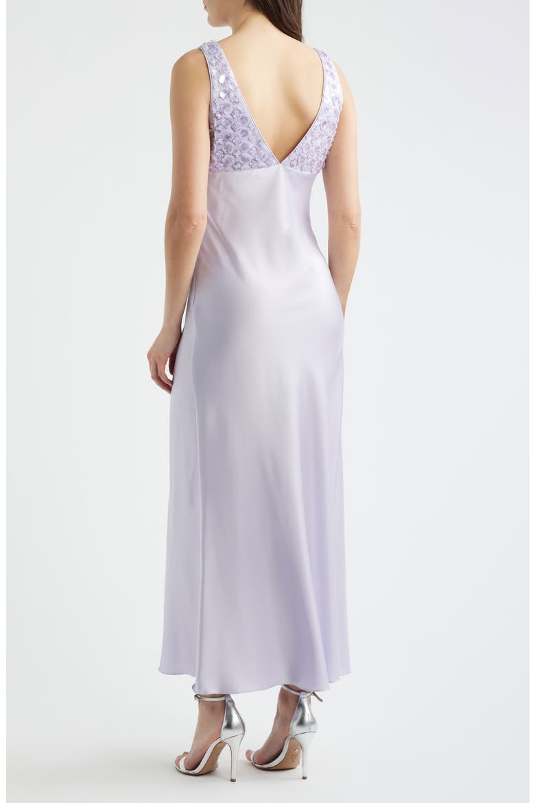 Serefina Sequin Flower Satin Gown, Alternate, color, LAVENDER