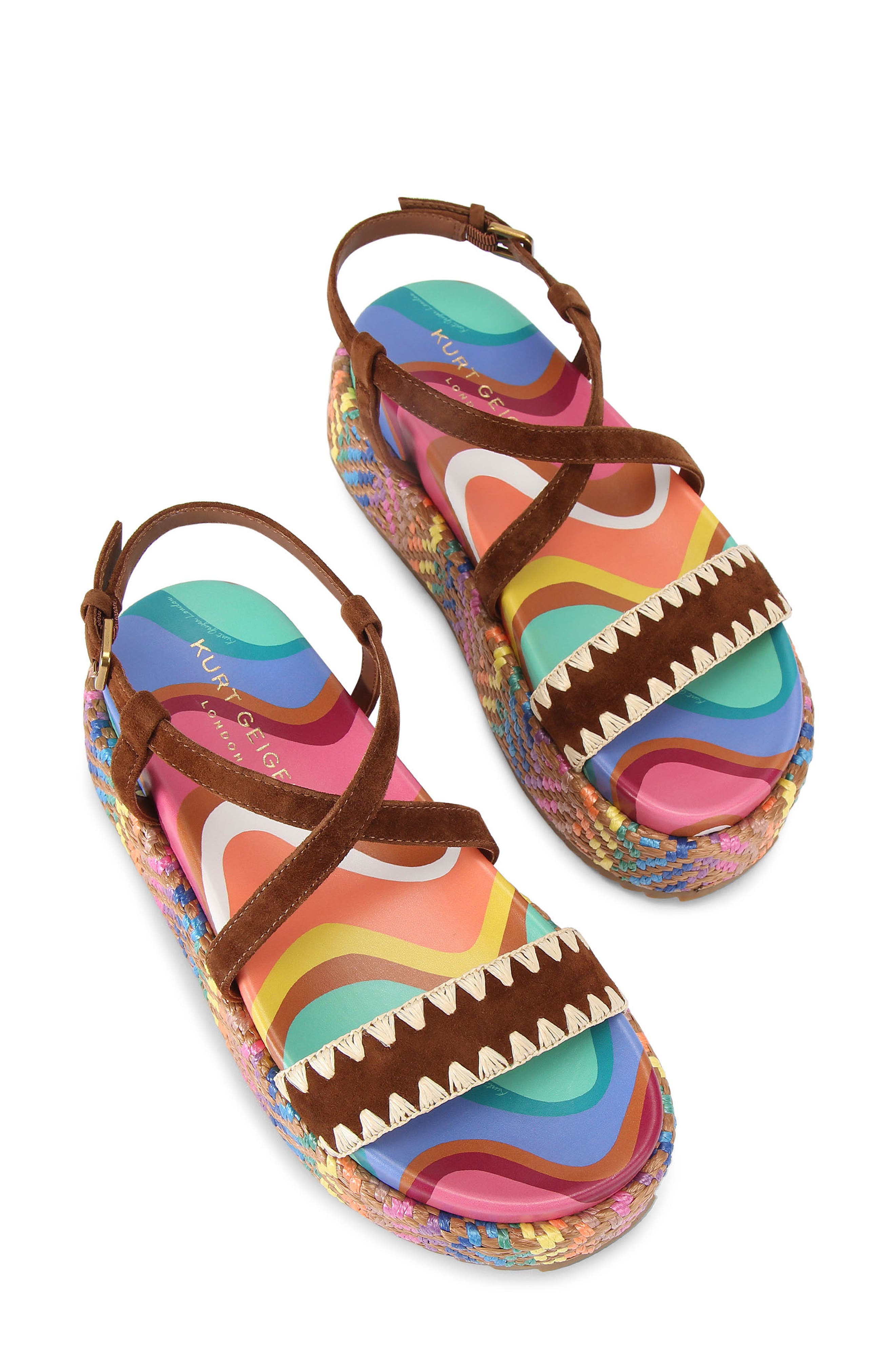 Kurt Geiger London Chelsea Flatform Sandal, Alternate, color, Brown Multi