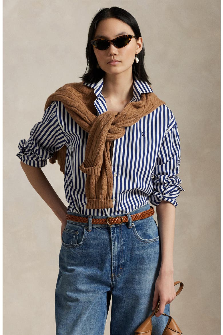Stripe Relaxed Fit Cotton Button-Up Shirt (Women) | Nordstrom