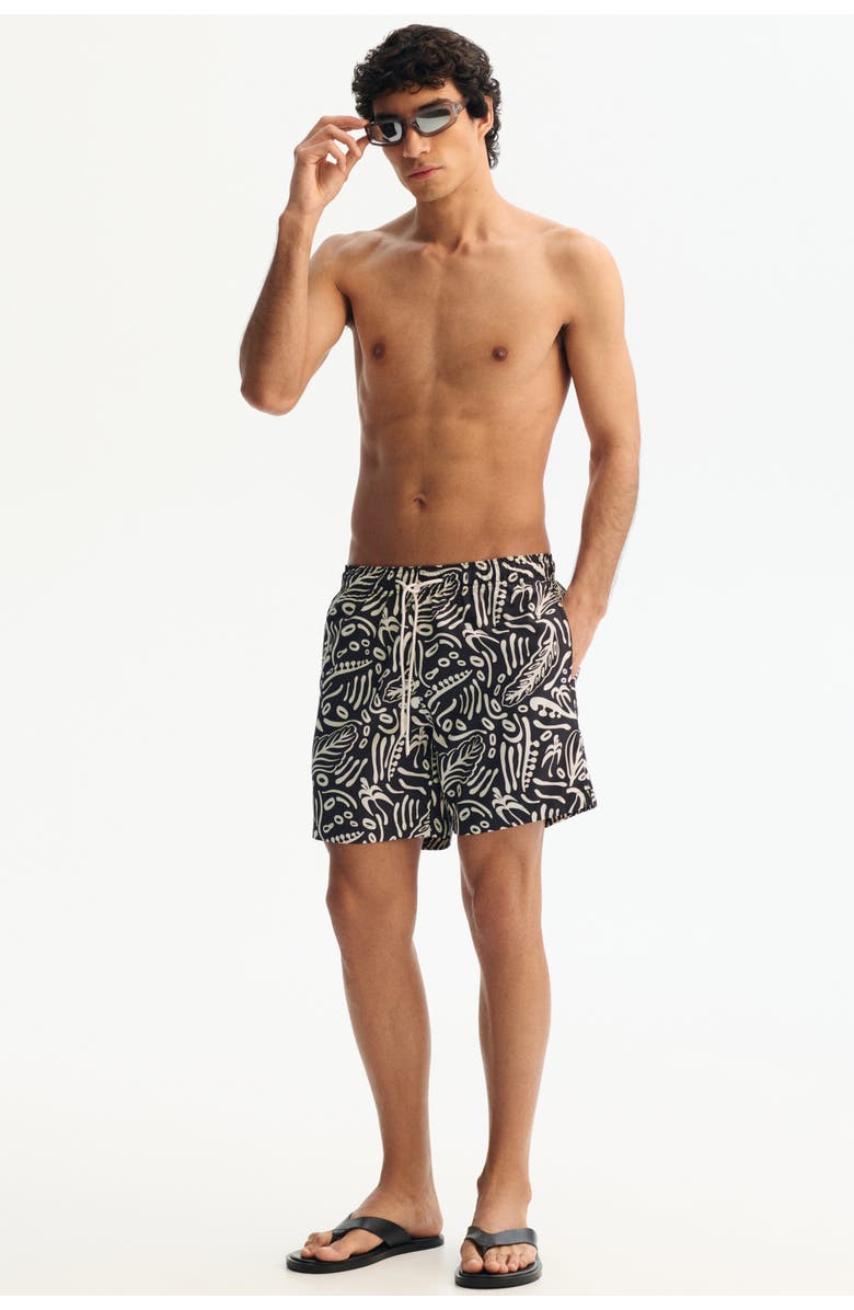 H&M Patterned Swim Shorts, Alternate, color, Black/Patterned