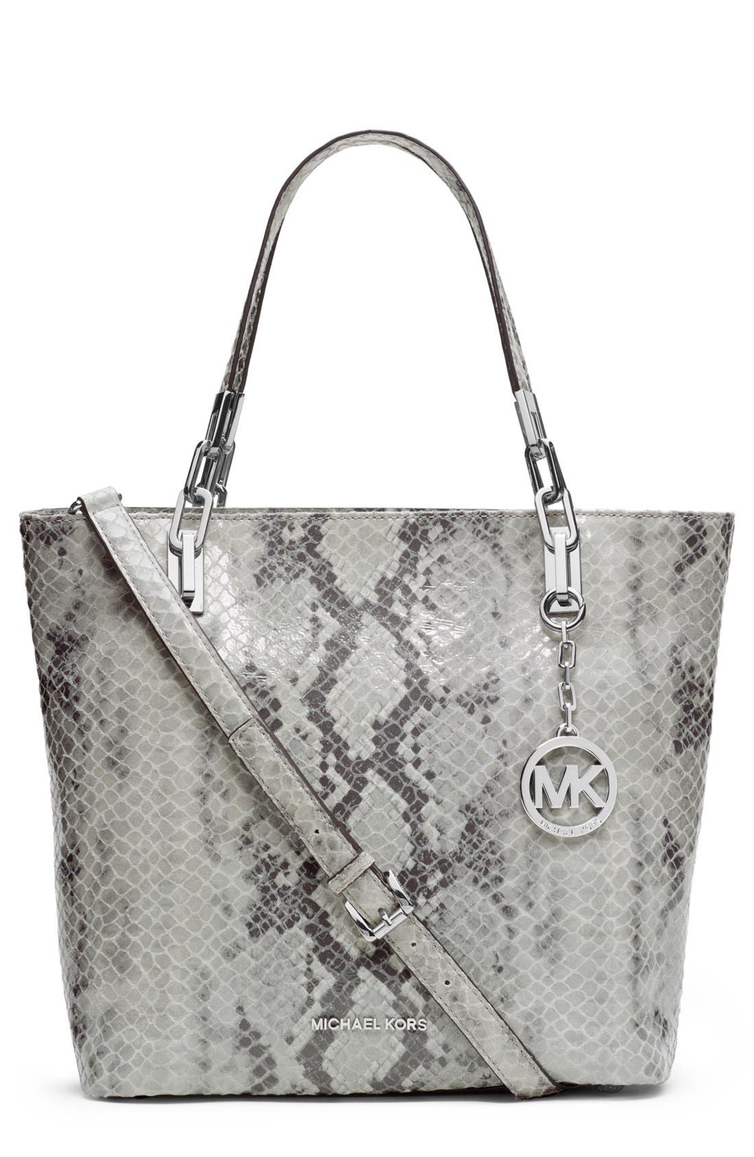 'Brooke' Leather Tote, Main, color, PEARL GREY