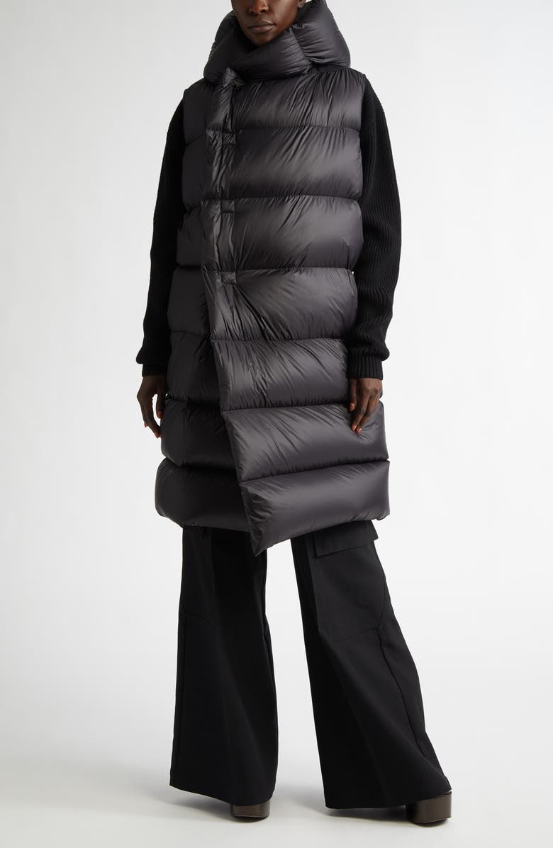 Rick Owens Hooded Nylon Down Puffer Vest, Alternate, color, 