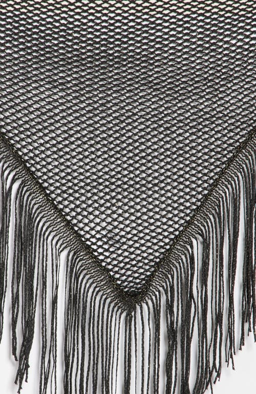 Steve Madden Boho Open Knit Fringe Scarf In Black