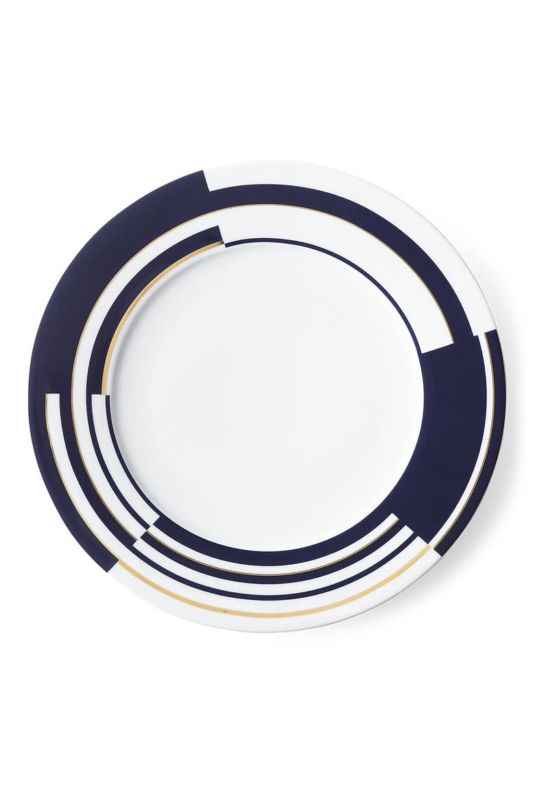 Peyton Porcelain Dinner Plate with 24K Gold Trim, Main, color, NAVY MULTI