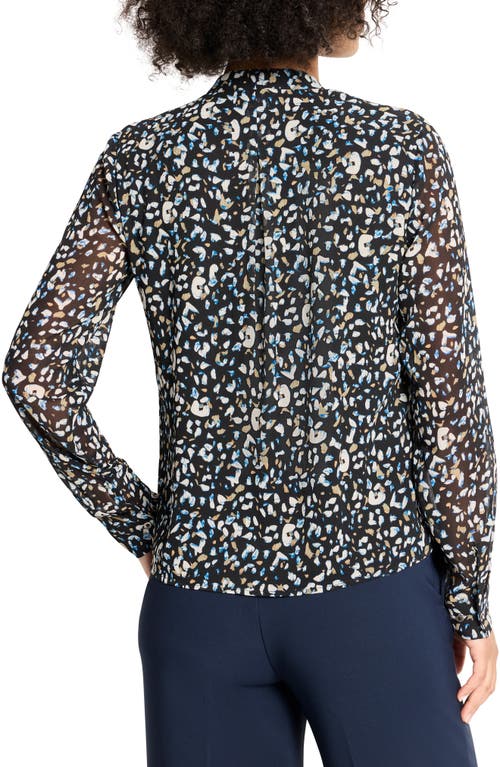 Nic + Zoe Nic+zoe Cheetah Pintuck Button-up Shirt In Blue