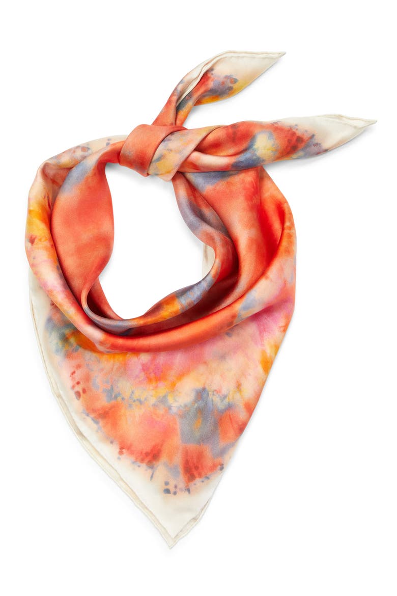 Tie Dye Silk Square Scarf, Alternate, color, RUBY TIE DYE