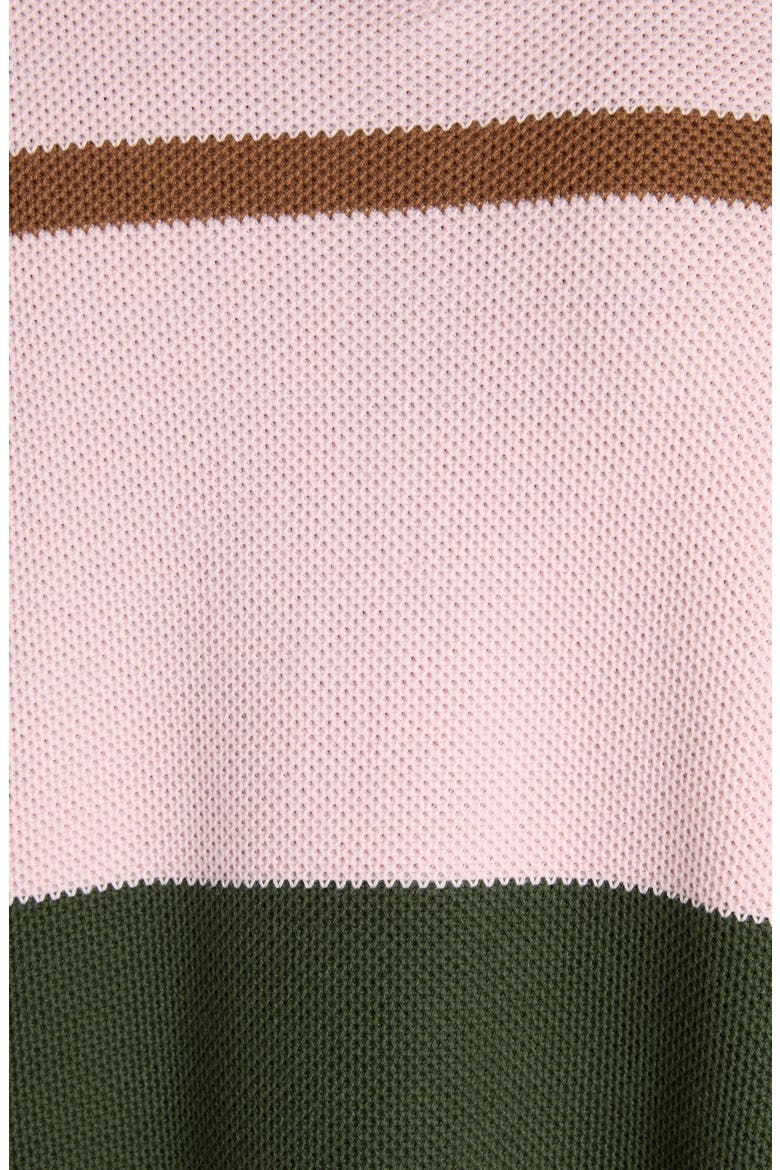 Jumbo Stripe Long Sleeve Cotton Piqué Polo, Alternate, color, 6334 CAMELIA/ CAMO/ JUTE