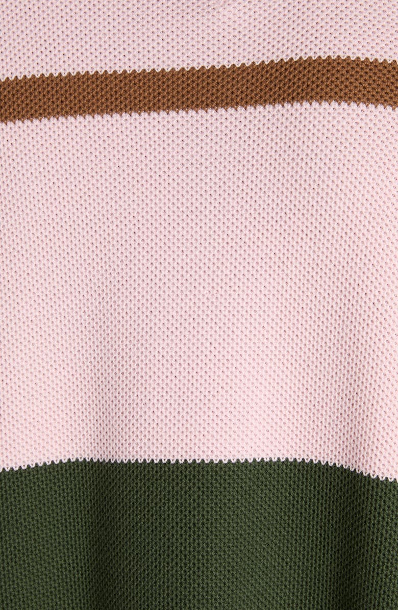 Bottega Veneta Jumbo Stripe Long Sleeve Cotton Piqué Polo, Alternate, color, 6334 Camelia/ Camo/ Jute