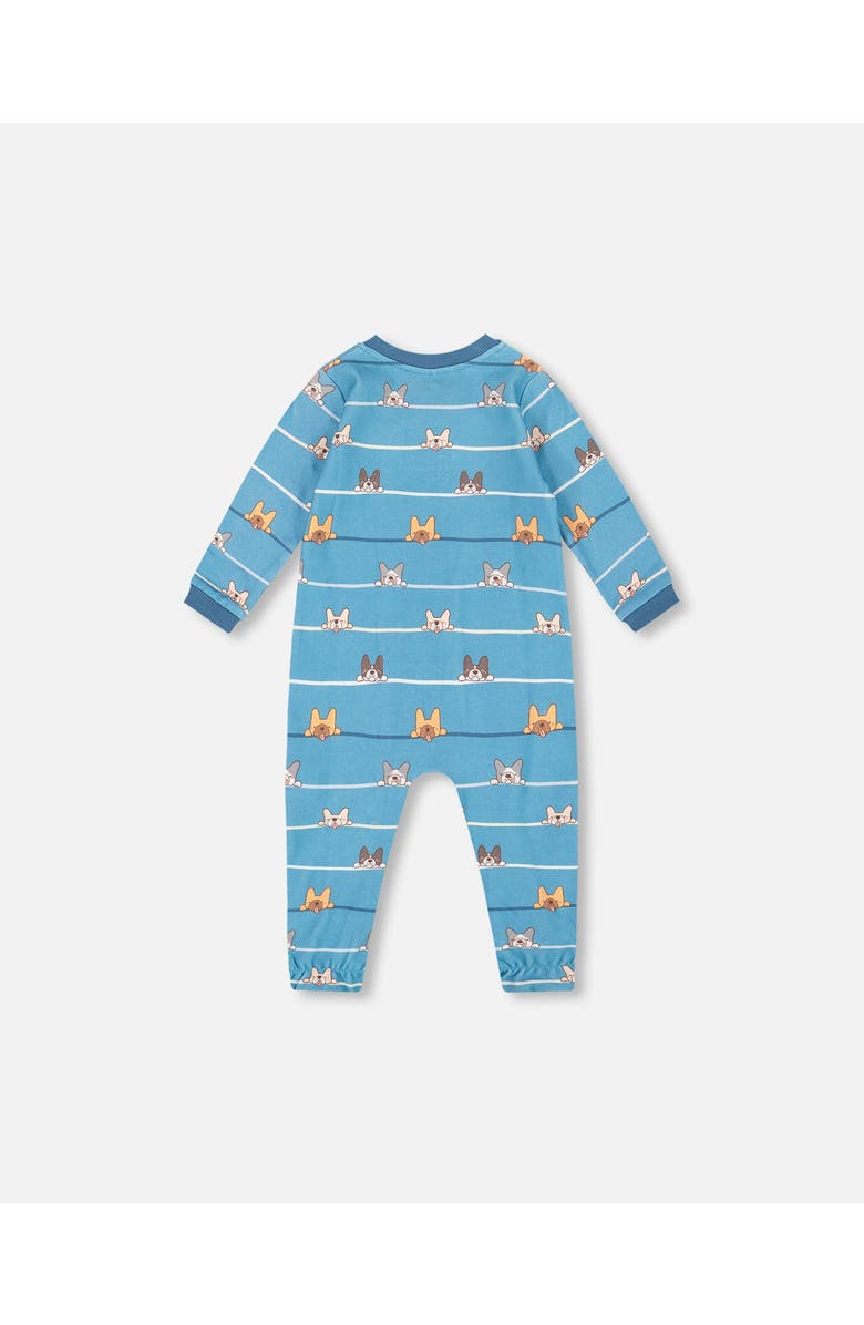 Deux par Deux One-Piece Organic Cotton Pajama Dog, Main, color, Blue