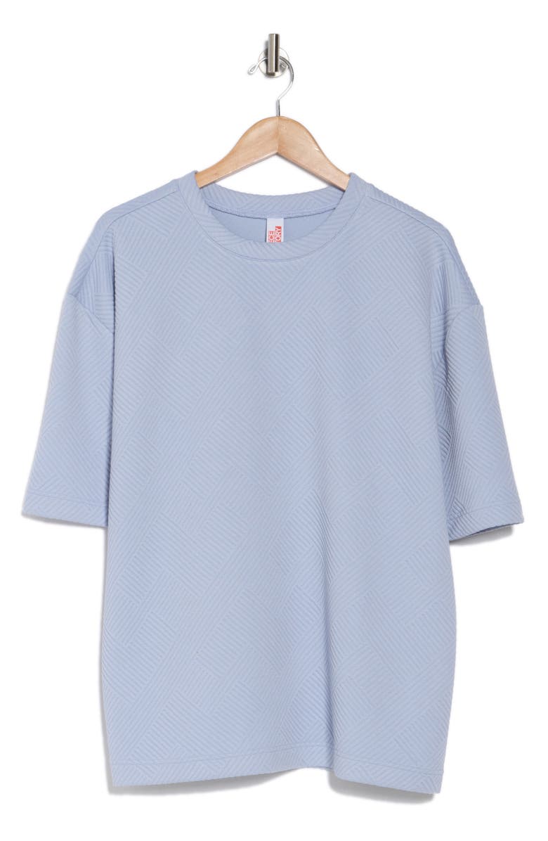 FLEECE FACTORY Geometric Jacquard T-Shirt, Alternate, color, Zen Blue