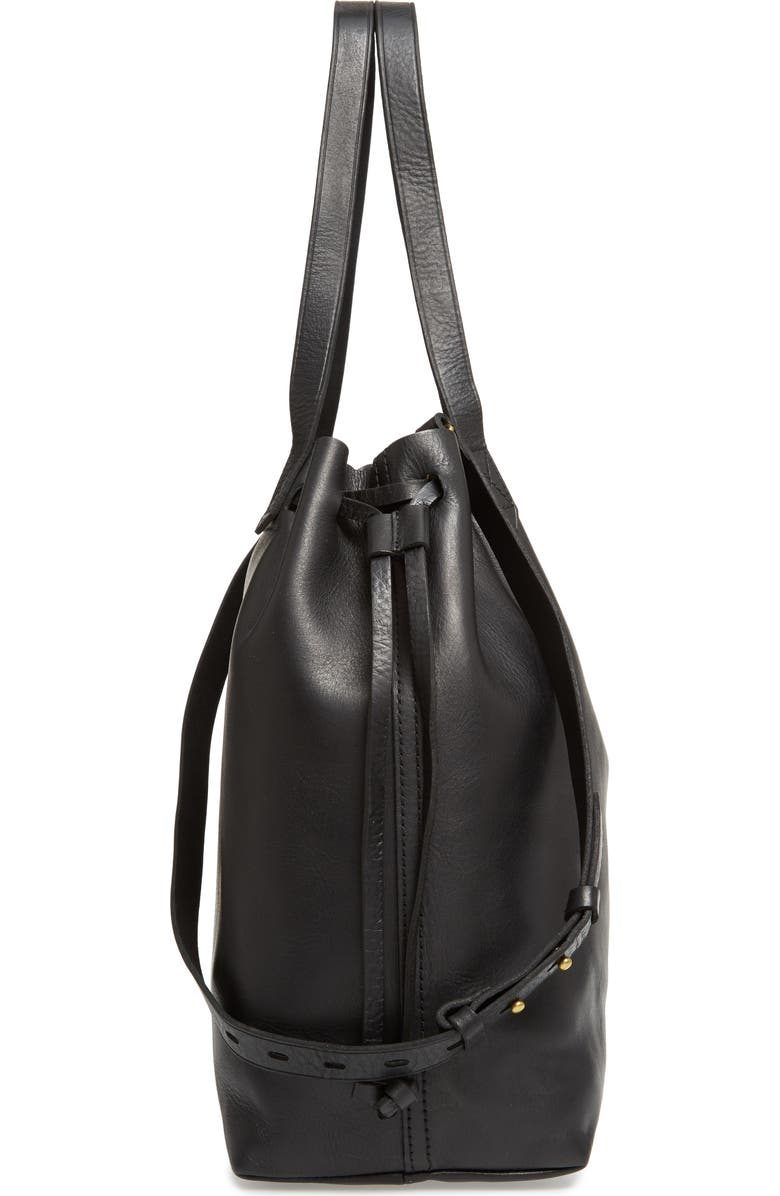Madewell Medium Drawstring Transport Leather Tote, Alternate, color,