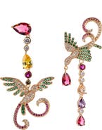 EYE CANDY LOS ANGELES 18K Rose Gold Plated CZ Crystal Mix Match Earrings