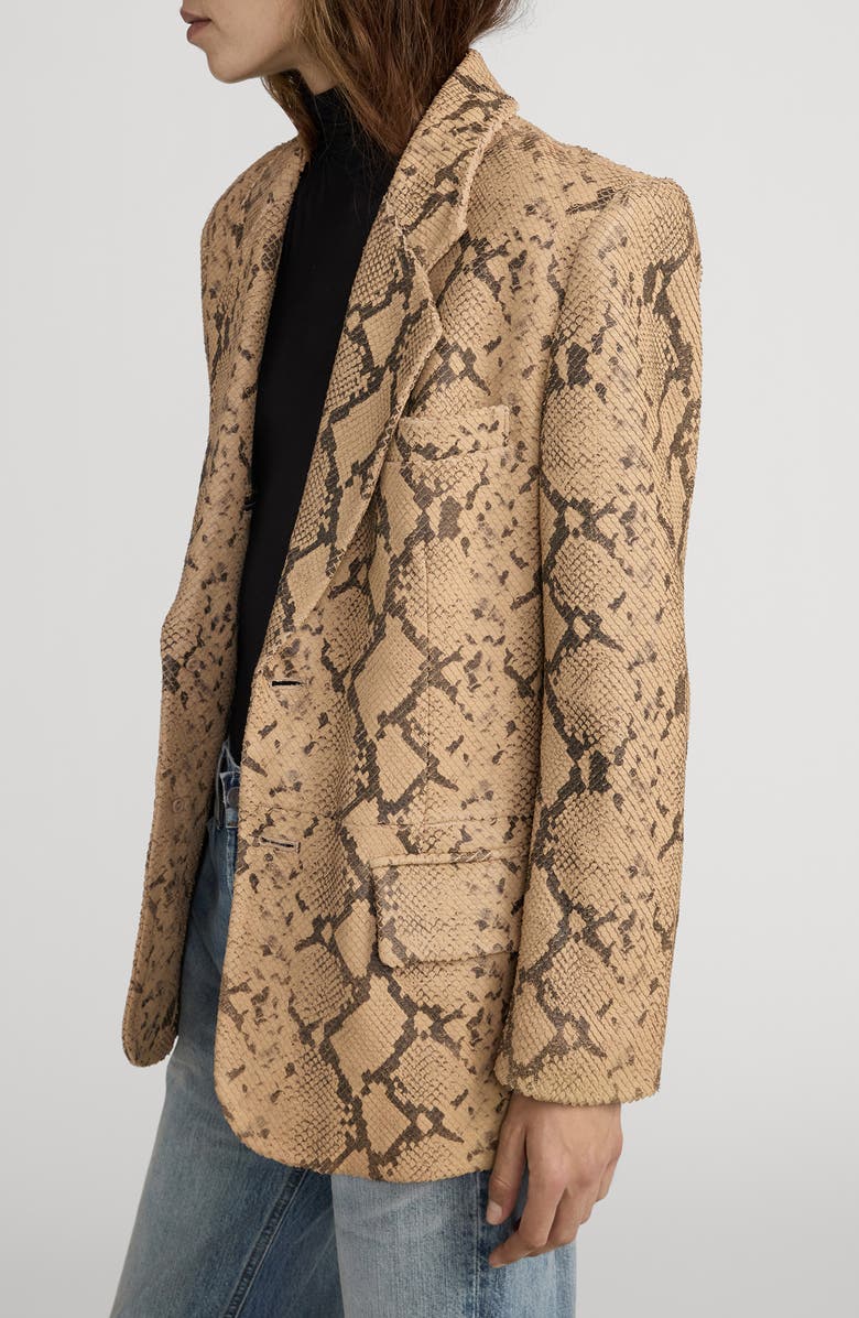 FRAME The Snake Print Leather Blazer, Alternate, color, Sand Multi