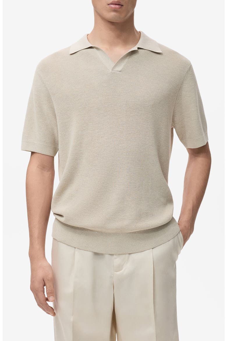 Structured Knit Polo, Main, color, BEIGE